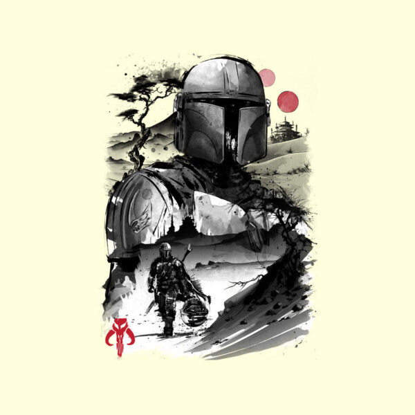 Bounty Hunter In The Desert Sumi-e - Image 12